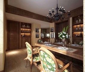 美式家居餐厅3D模型